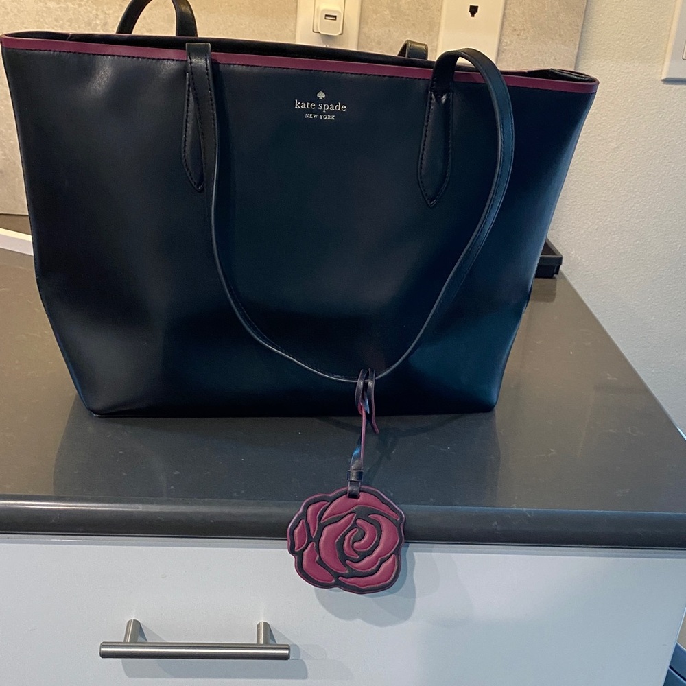 Kate Spade Black and Burgundy Tote Bag